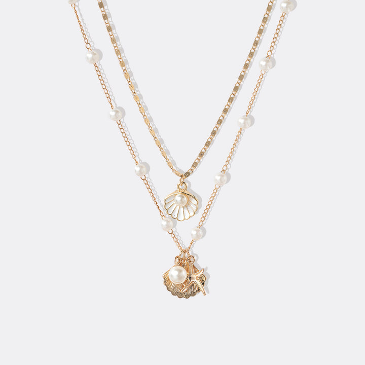 Pearl and Shell Pendant Necklace Set