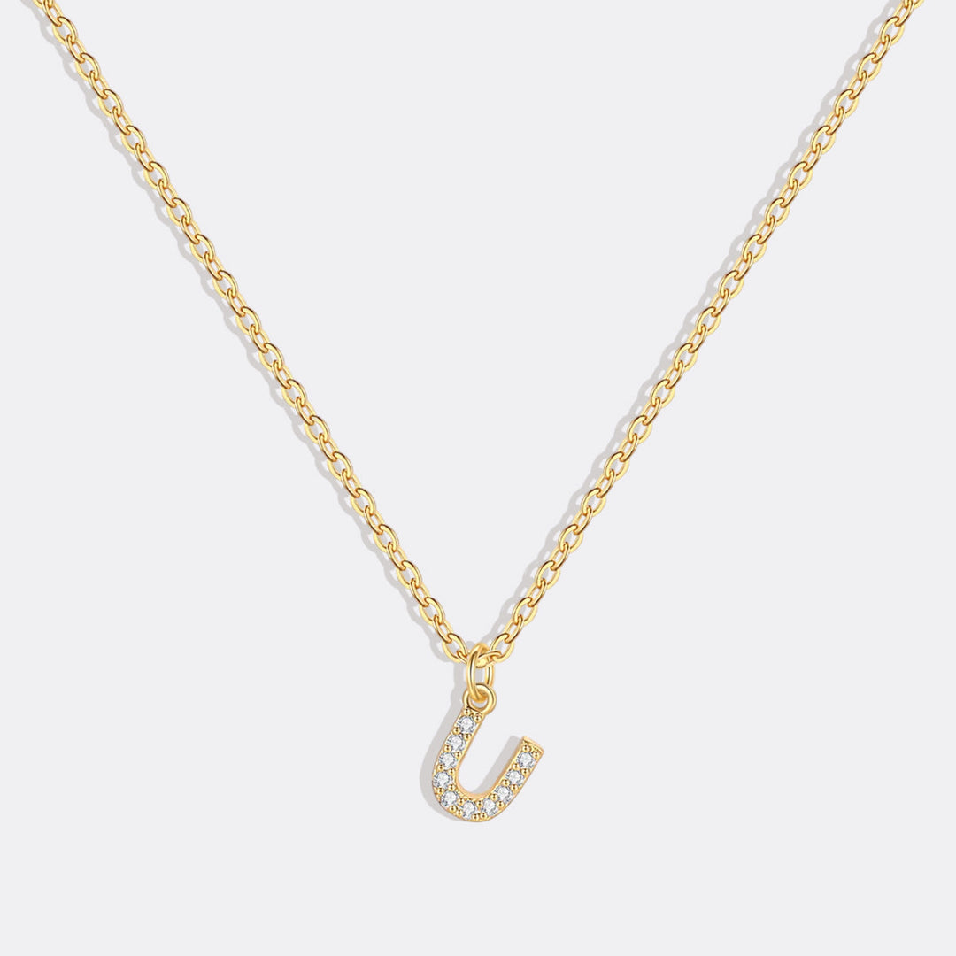 Gold Pavé Uppercase Initial Necklace