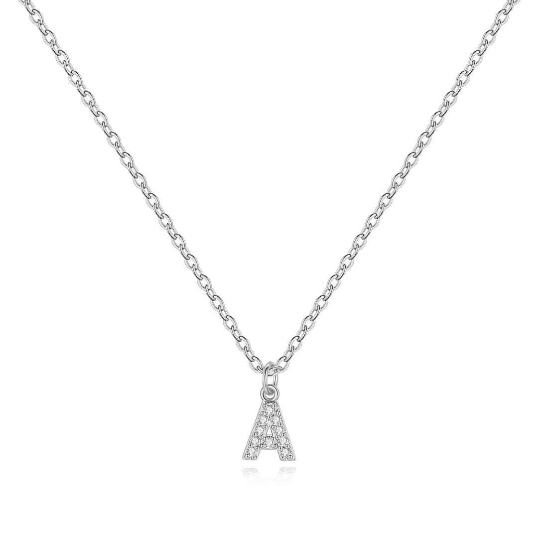 Sterling Silver Pavé Uppercase Initial Necklace