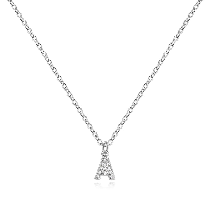 Sterling Silver Pavé Uppercase Initial Necklace