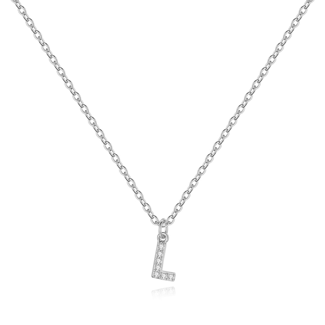 Sterling Silver Pavé Uppercase Initial Necklace