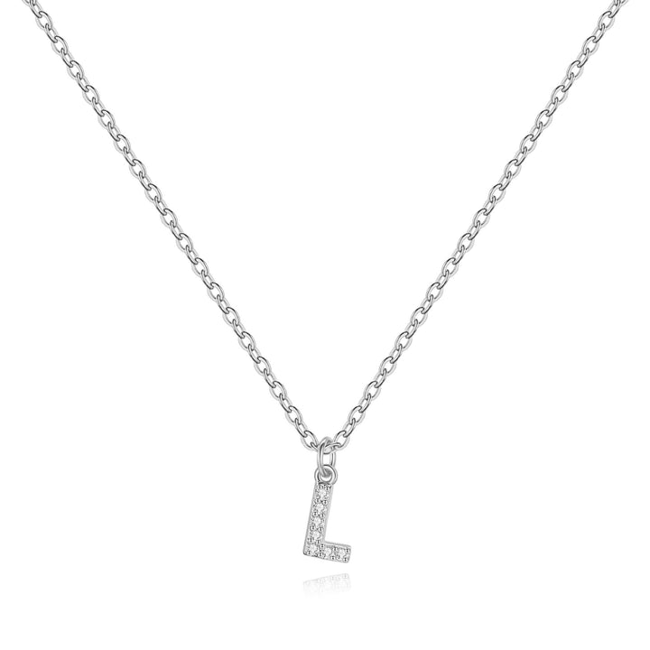 Sterling Silver Pavé Uppercase Initial Necklace