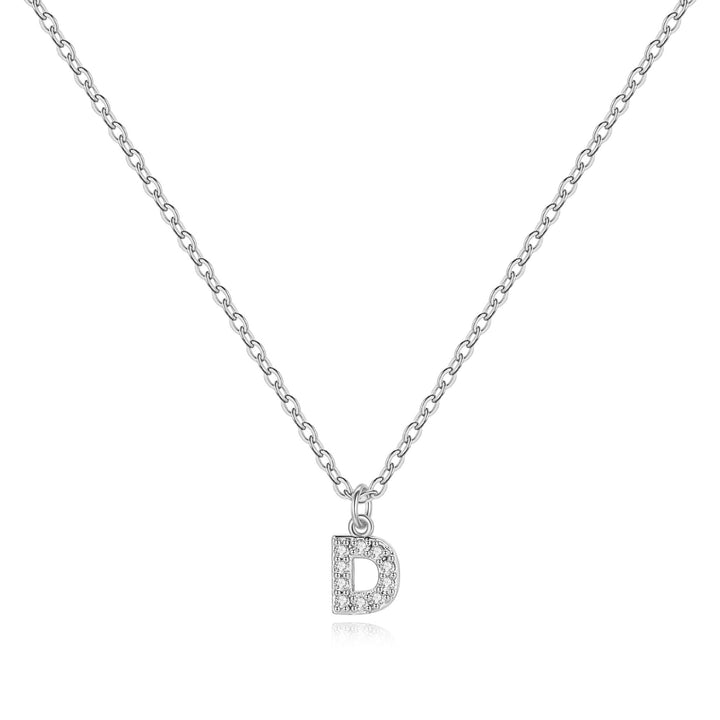 Sterling Silver Pavé Uppercase Initial Necklace