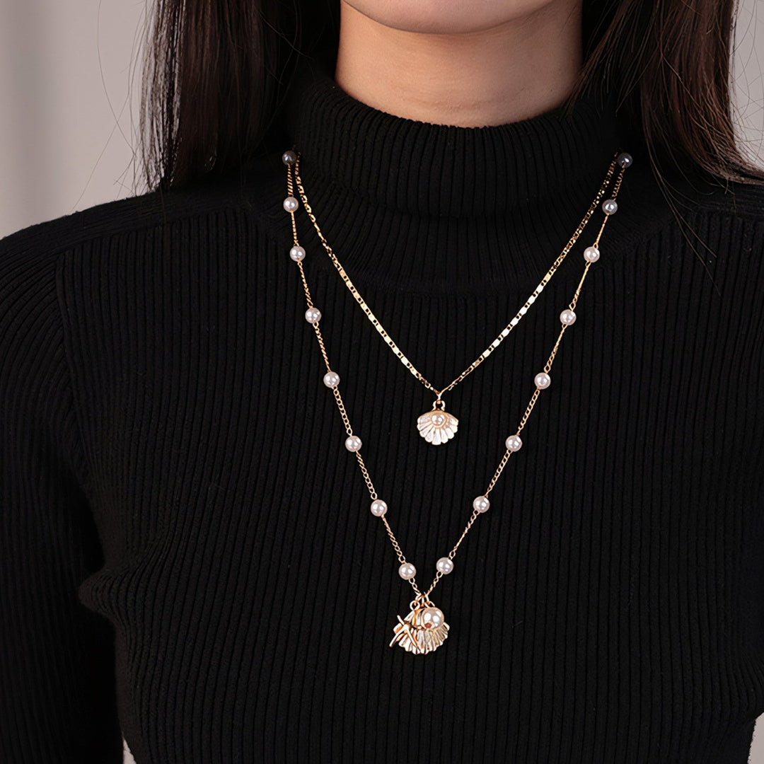 Pearl and Shell Pendant Necklace Set