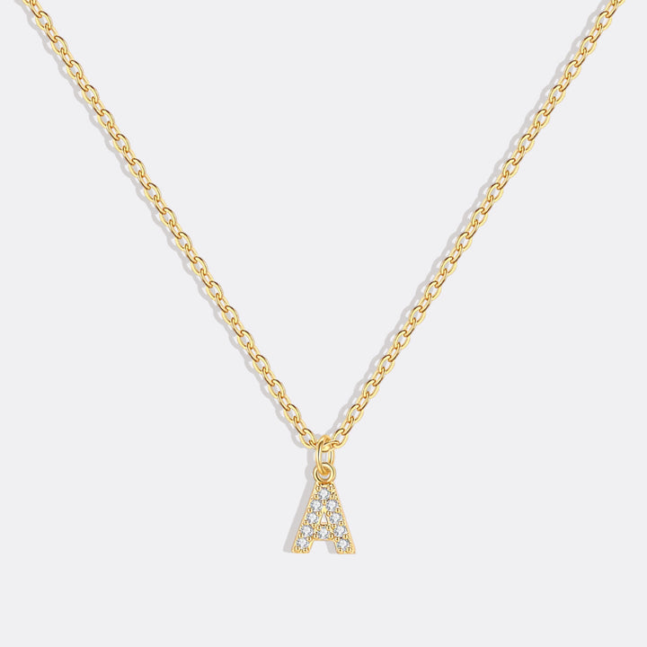 Gold Pavé Uppercase Initial Necklace