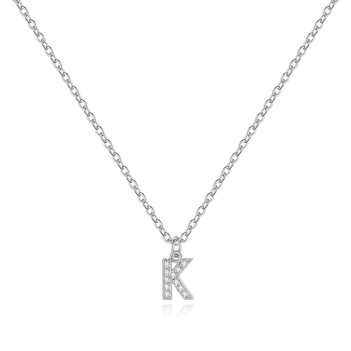 Sterling Silver Pavé Uppercase Initial Necklace