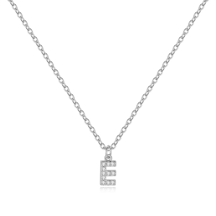 Sterling Silver Pavé Uppercase Initial Necklace