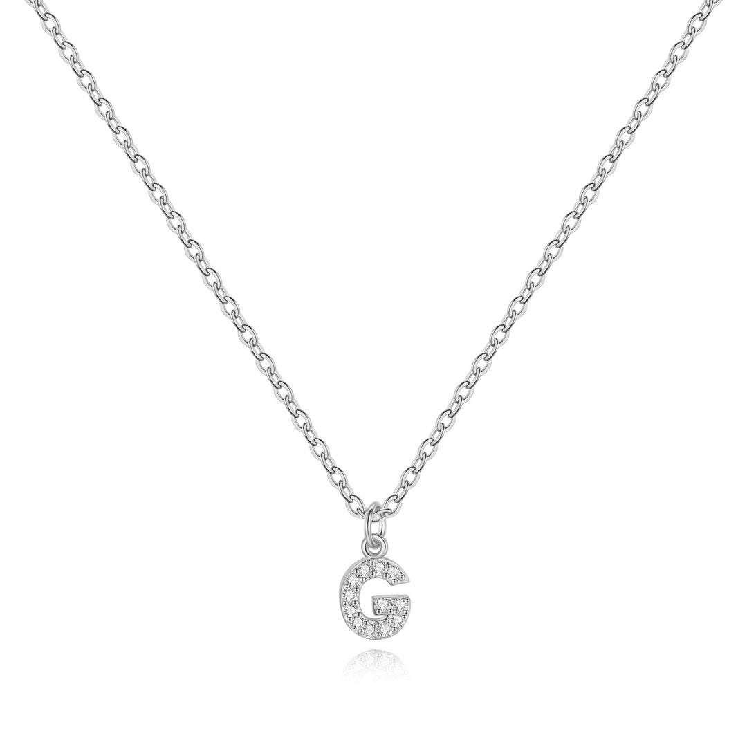 Sterling Silver Pavé Uppercase Initial Necklace