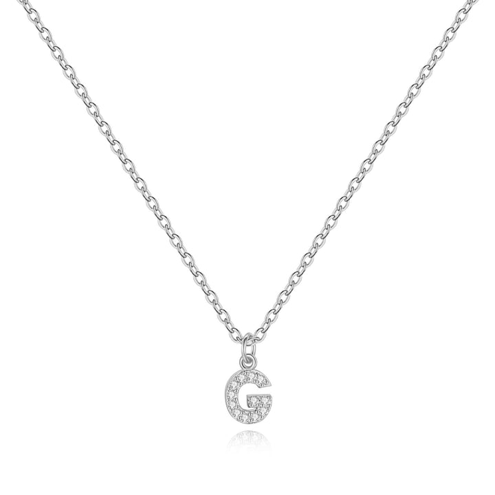Sterling Silver Pavé Uppercase Initial Necklace