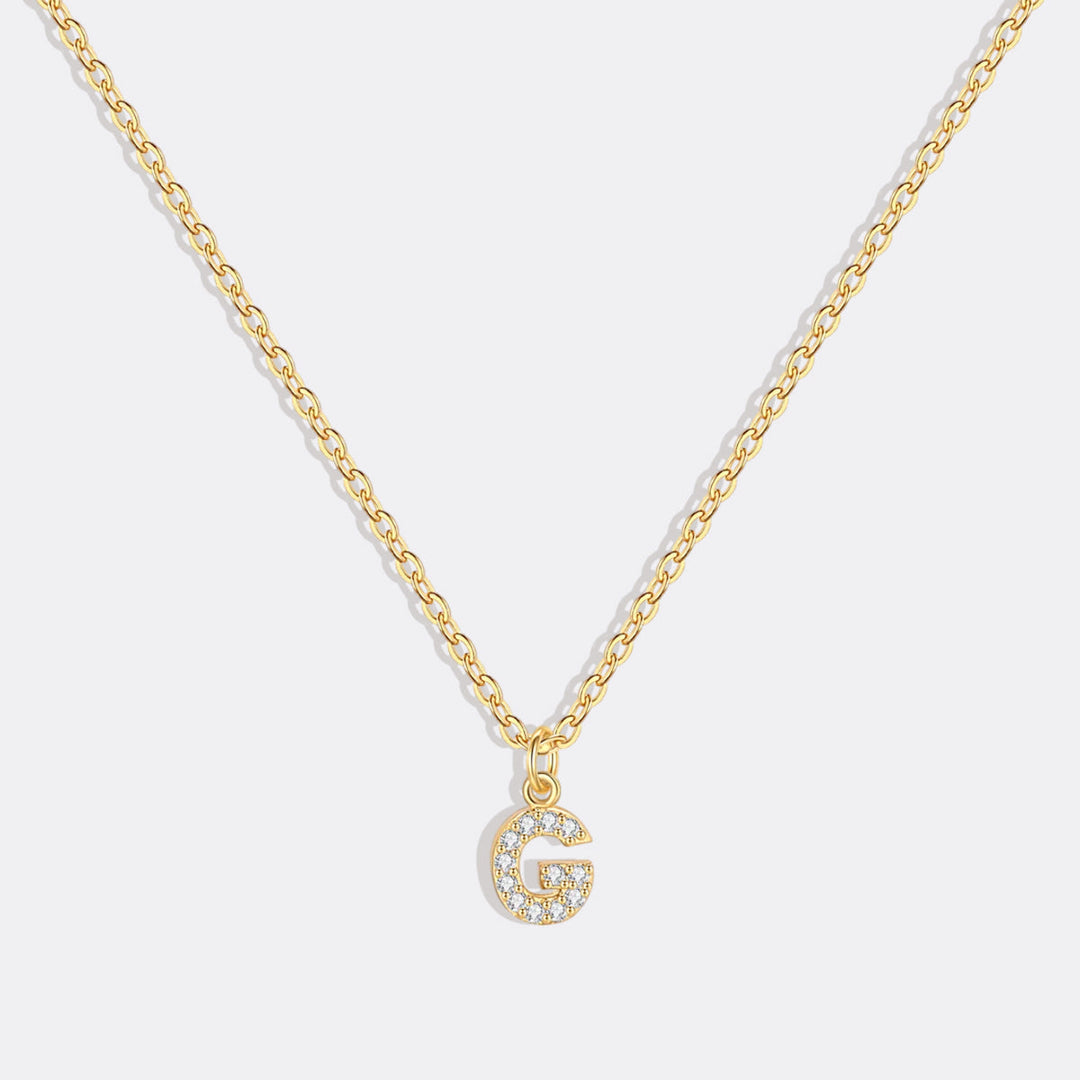 Gold Pavé Uppercase Initial Necklace
