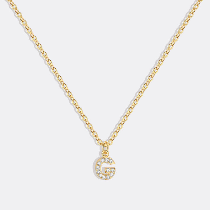 Gold Pavé Uppercase Initial Necklace