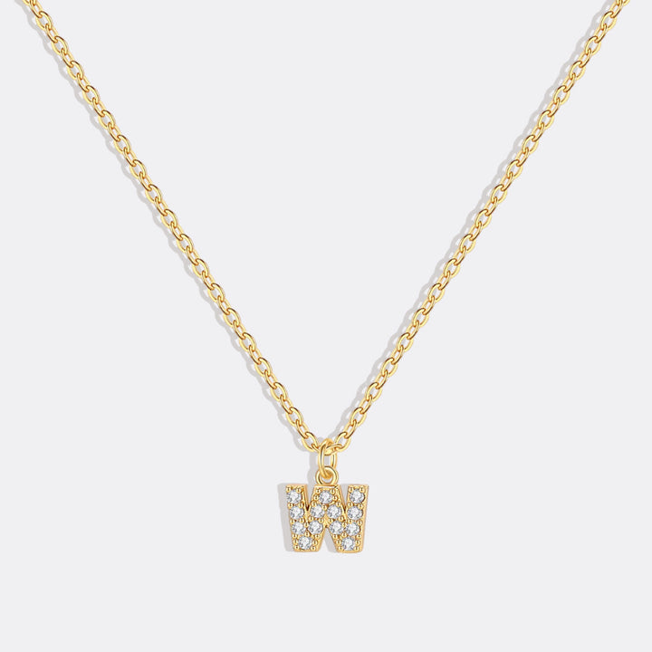 Gold Pavé Uppercase Initial Necklace