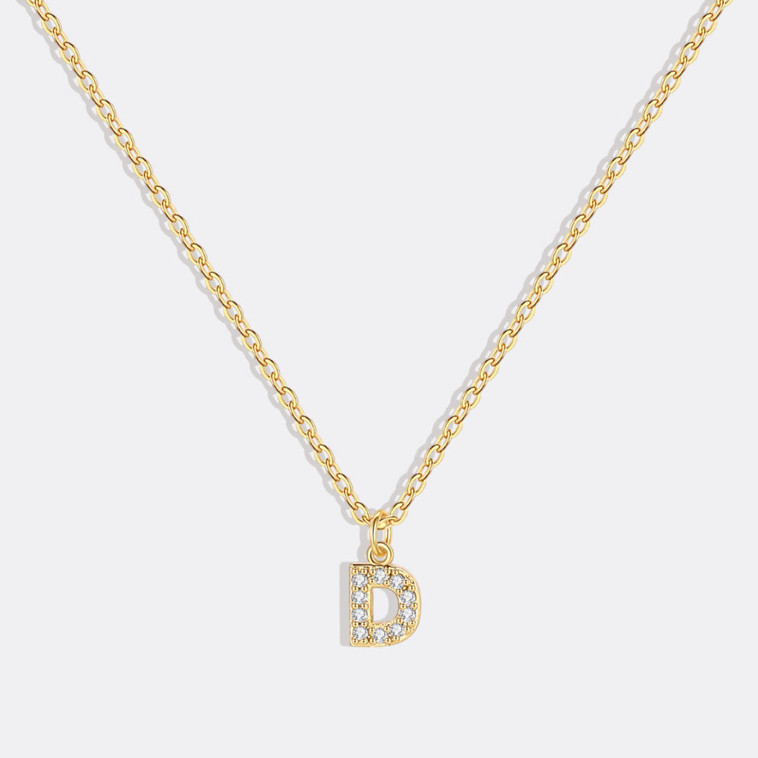 Gold Pavé Uppercase Initial Necklace