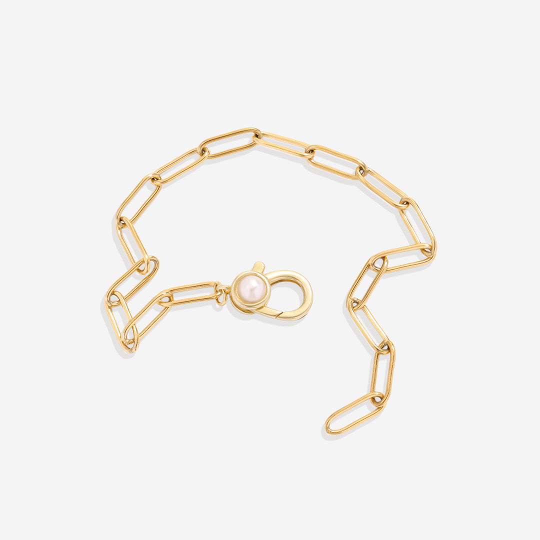 Paperclip Bracelet with Pearl Accent