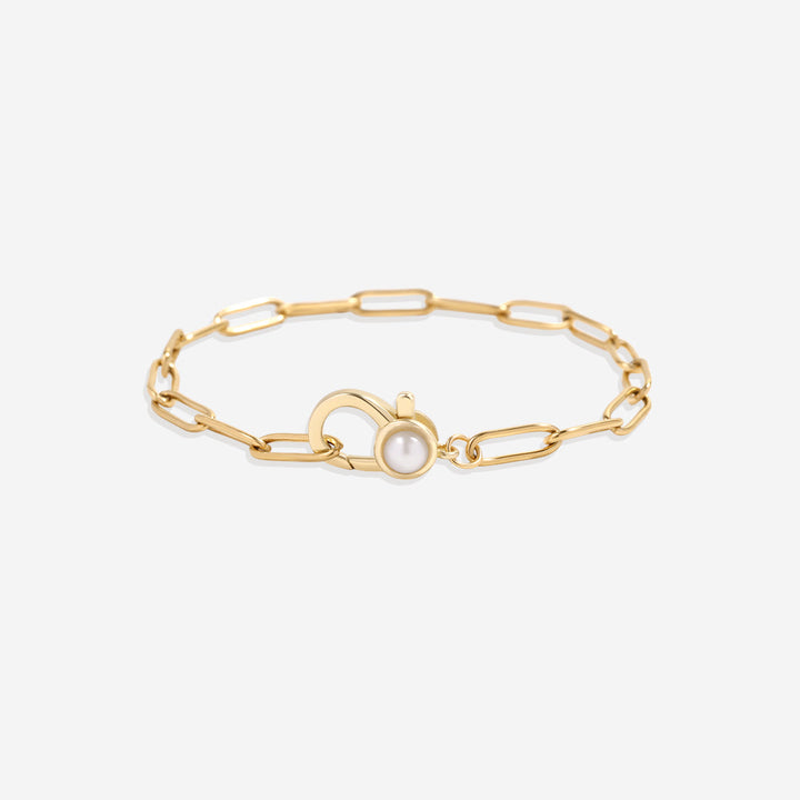 Paperclip Bracelet with Pearl Accent