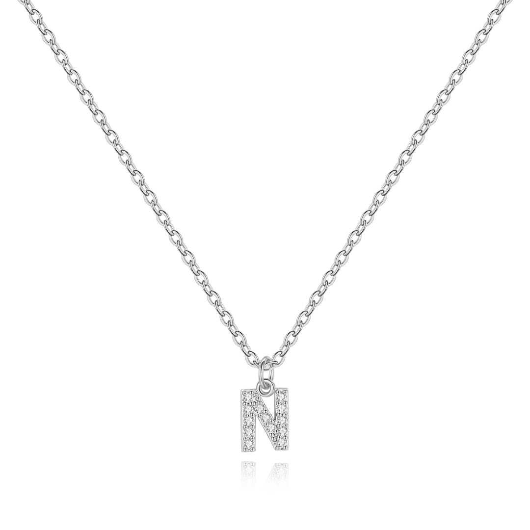 Sterling Silver Pavé Uppercase Initial Necklace
