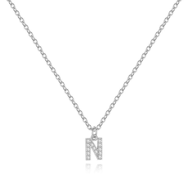 Sterling Silver Pavé Uppercase Initial Necklace