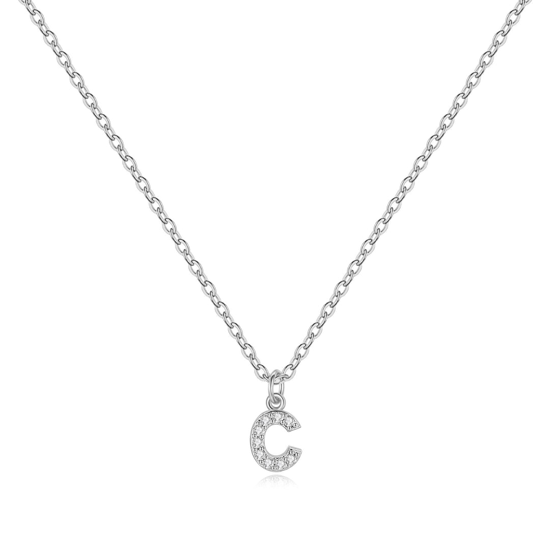 Sterling Silver Pavé Uppercase Initial Necklace