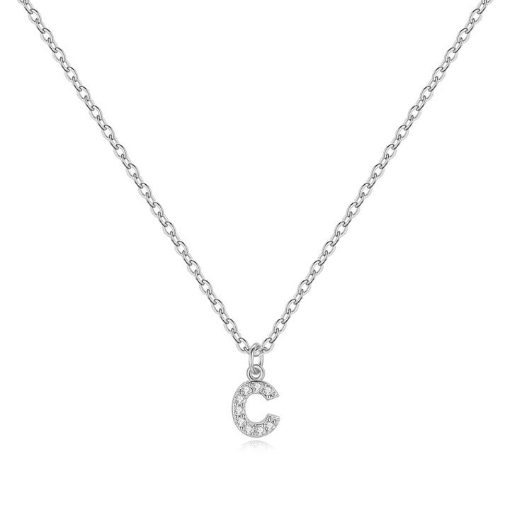 Sterling Silver Pavé Uppercase Initial Necklace