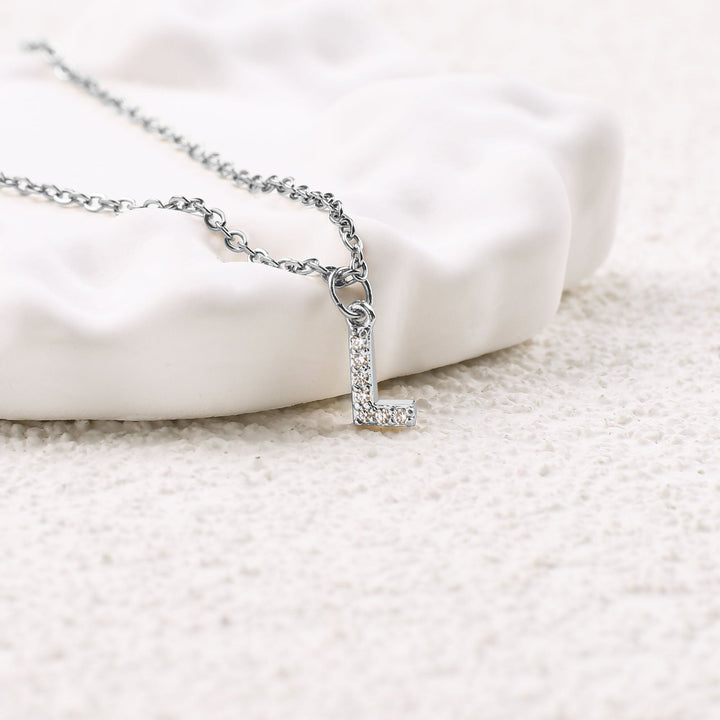Sterling Silver Pavé Uppercase Initial Necklace