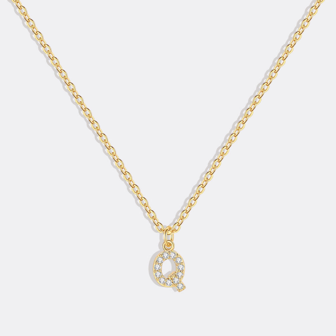 Gold Pavé Uppercase Initial Necklace