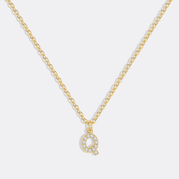 Gold Pavé Uppercase Initial Necklace