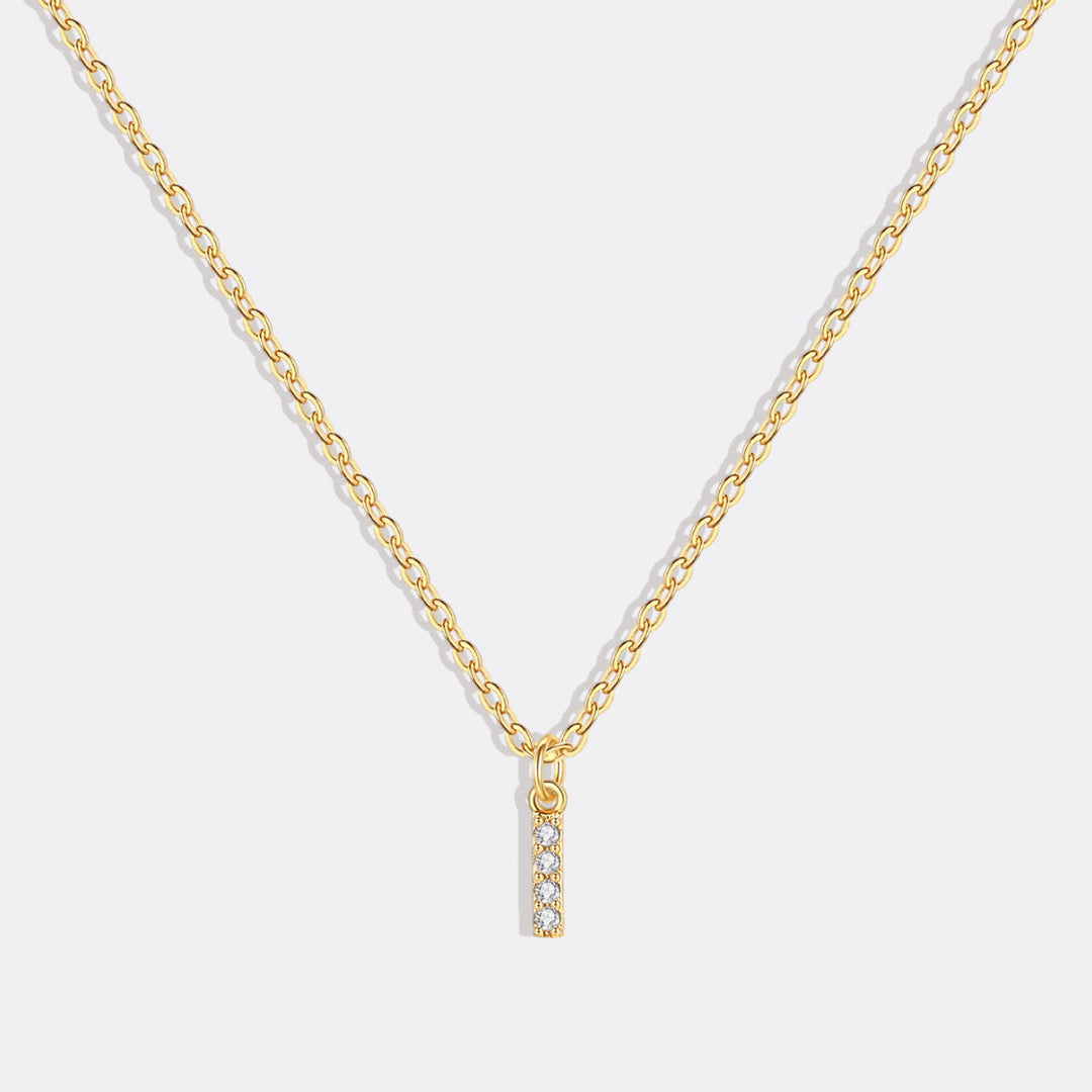 Gold Pavé Uppercase Initial Necklace