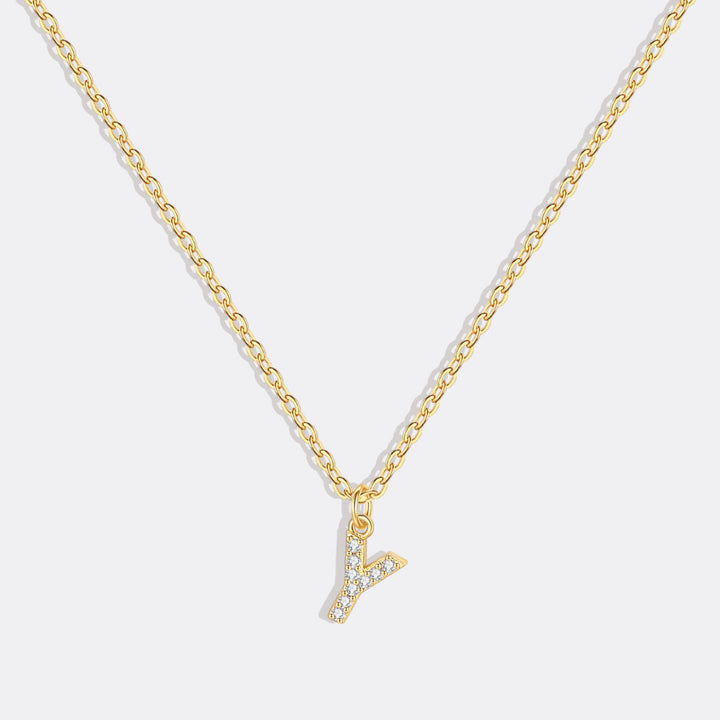 Gold Pavé Uppercase Initial Necklace