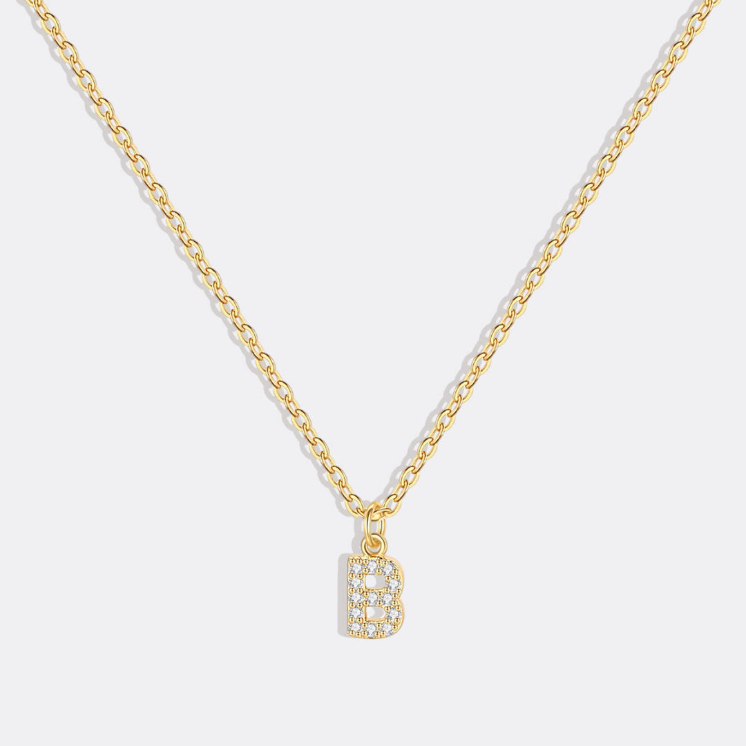 Gold Pavé Uppercase Initial Necklace