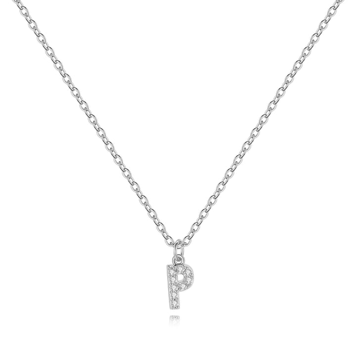 Sterling Silver Pavé Uppercase Initial Necklace