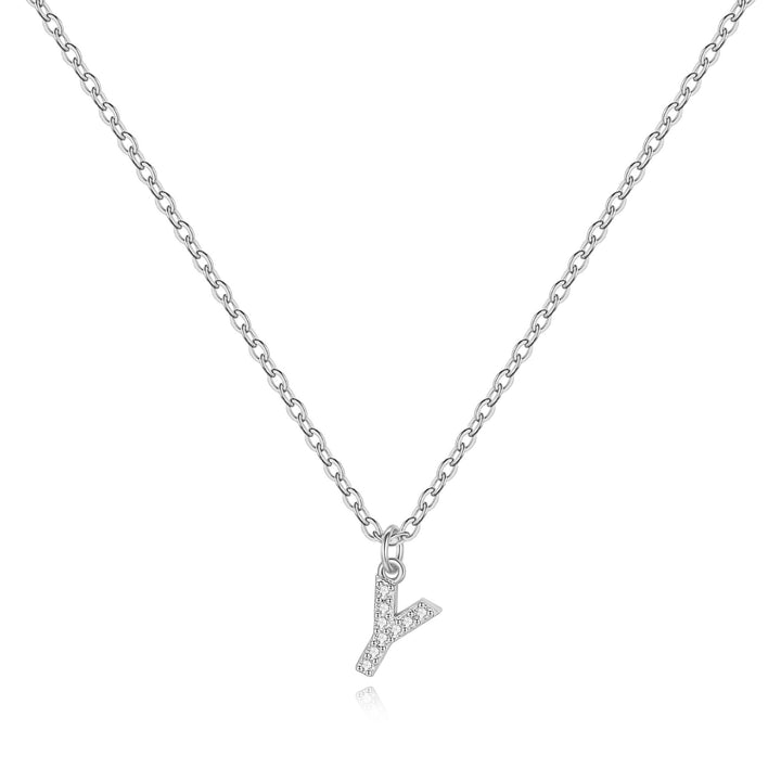 Sterling Silver Pavé Uppercase Initial Necklace