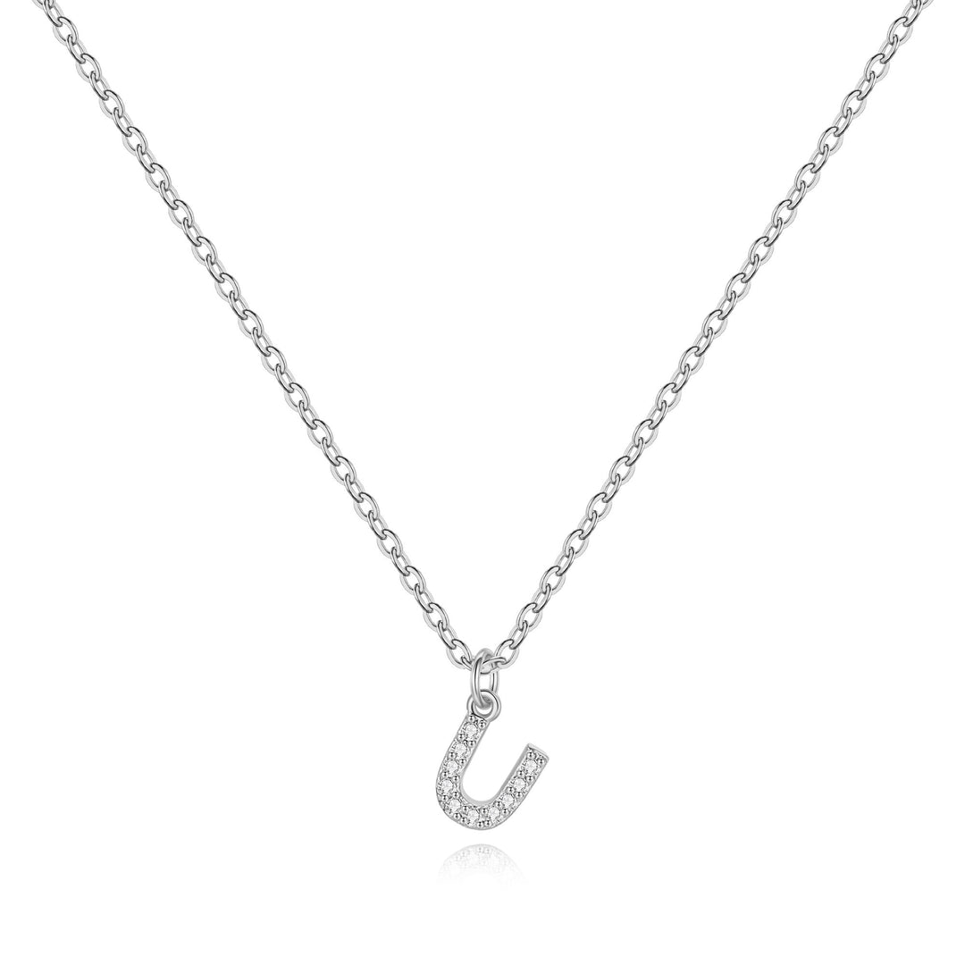 Sterling Silver Pavé Uppercase Initial Necklace