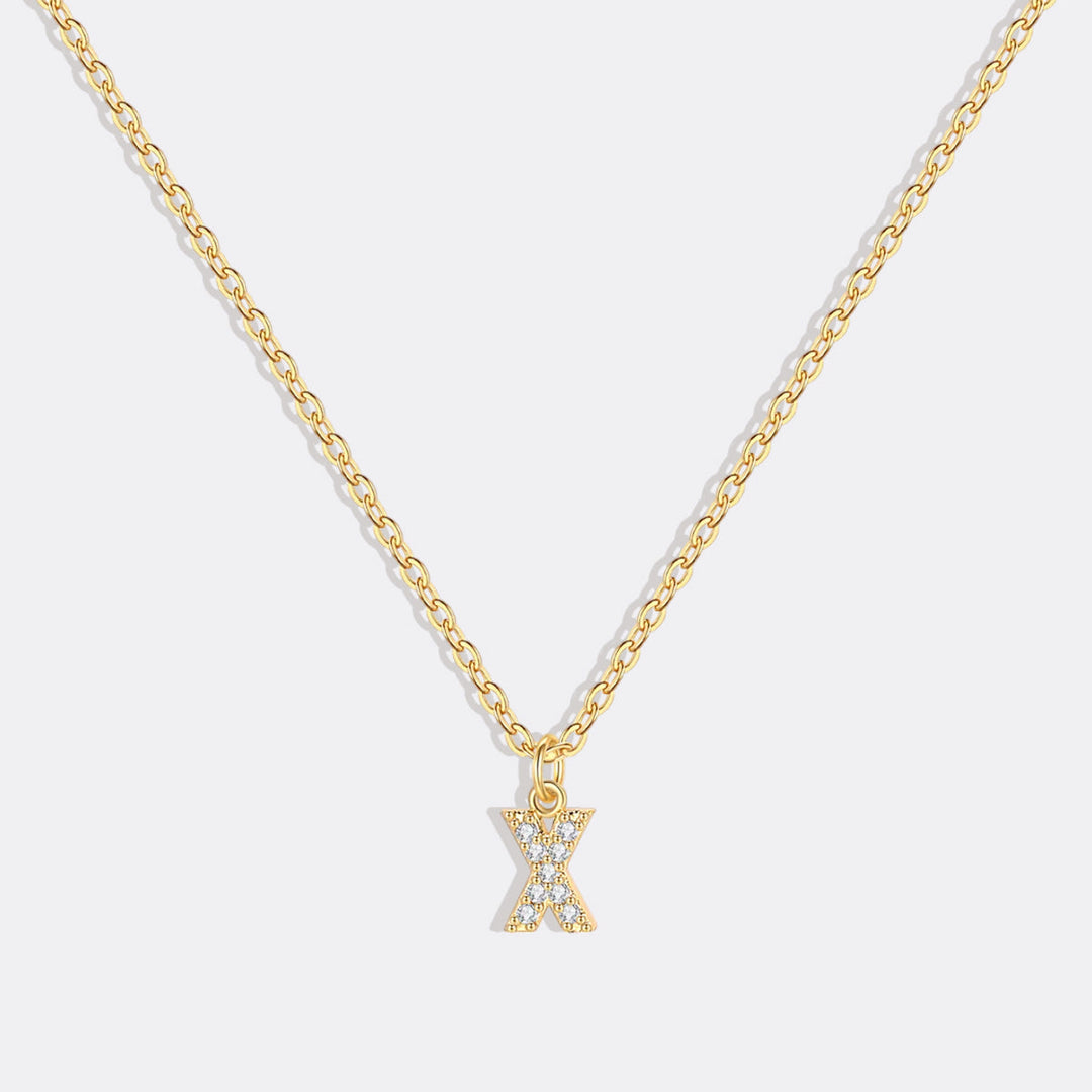 Gold Pavé Uppercase Initial Necklace
