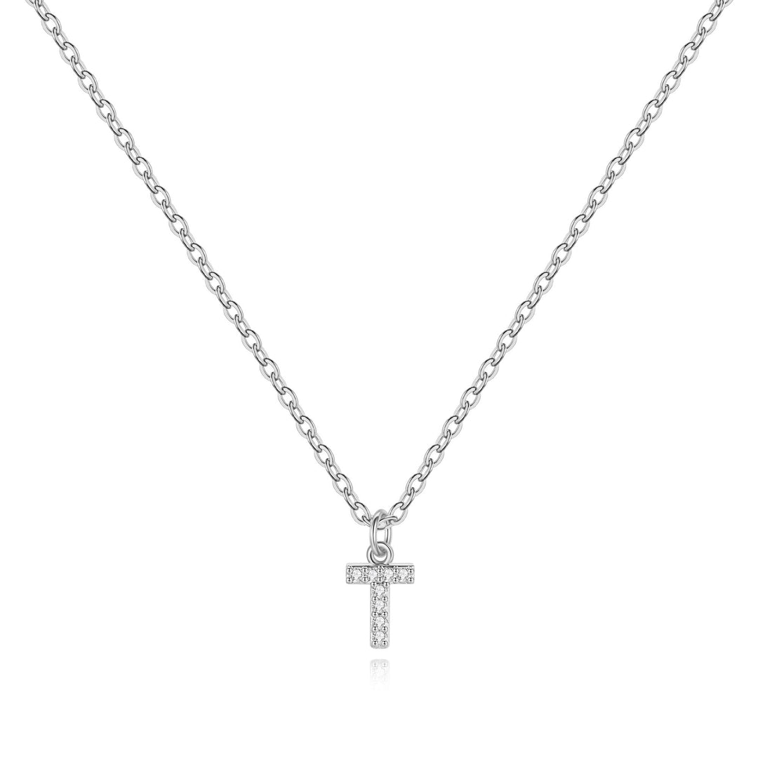 Sterling Silver Pavé Uppercase Initial Necklace