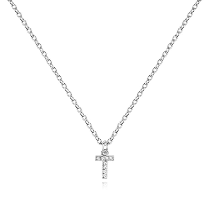Sterling Silver Pavé Uppercase Initial Necklace