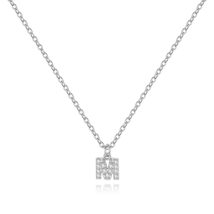 Sterling Silver Pavé Uppercase Initial Necklace