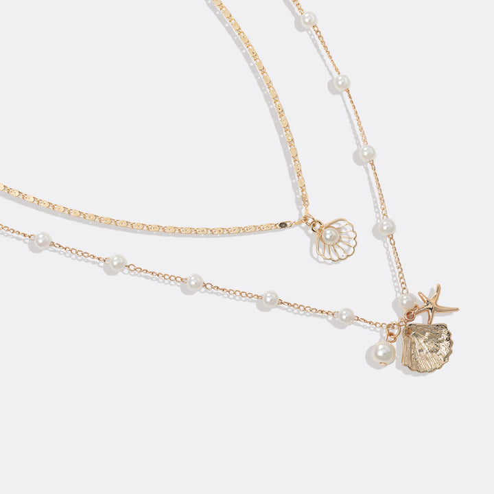 Pearl and Shell Pendant Necklace Set