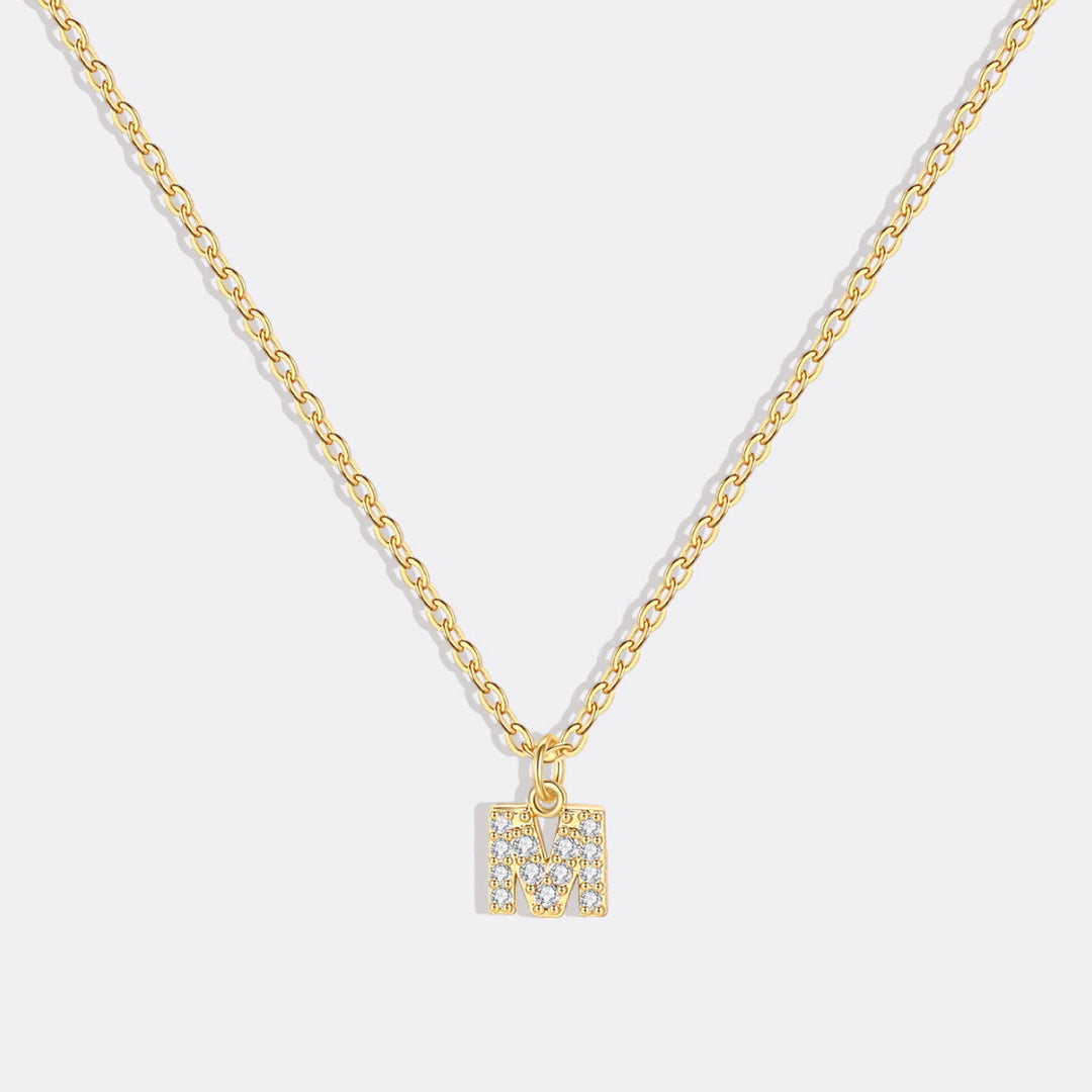 Gold Pavé Uppercase Initial Necklace