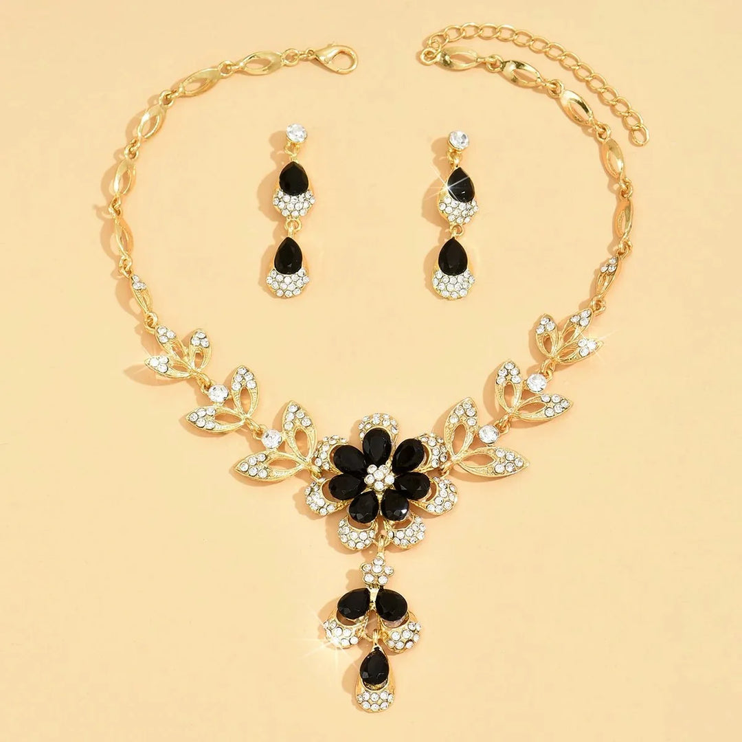 Floral Diamond Necklace and Earring Set