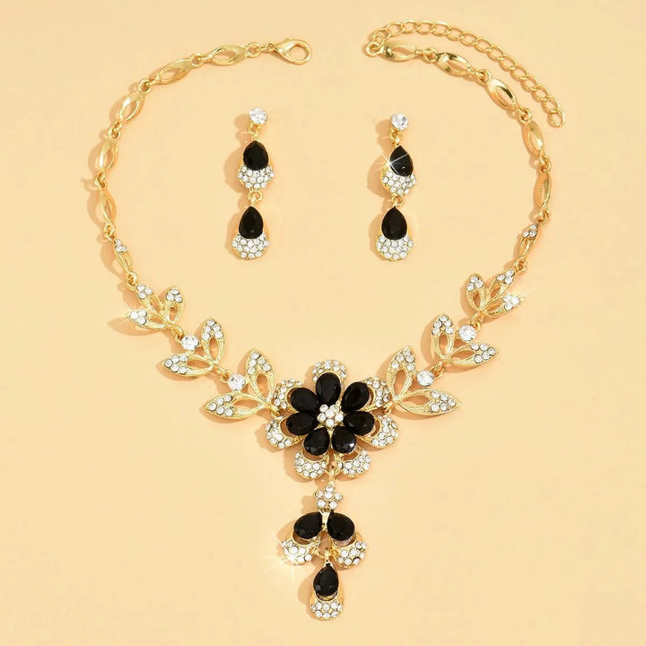 Floral Diamond Necklace and Earring Set