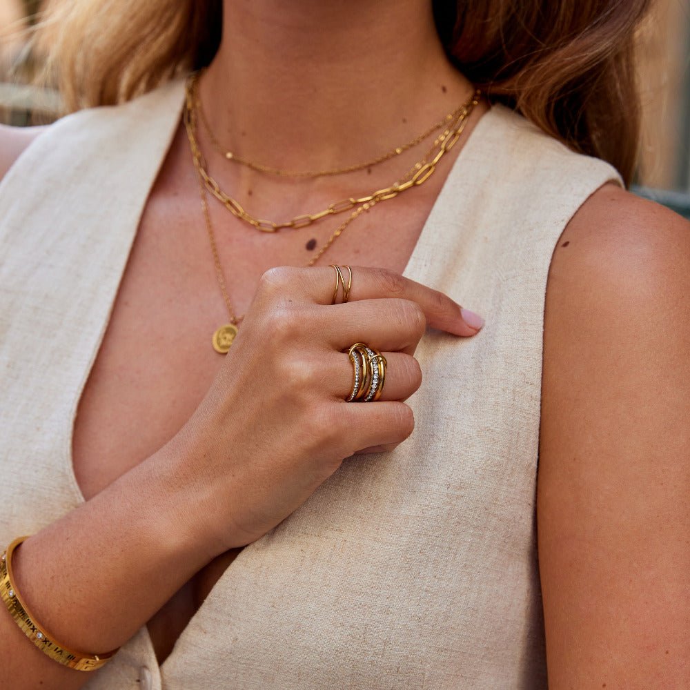 Crystal Ring 'Forever' Link Gold