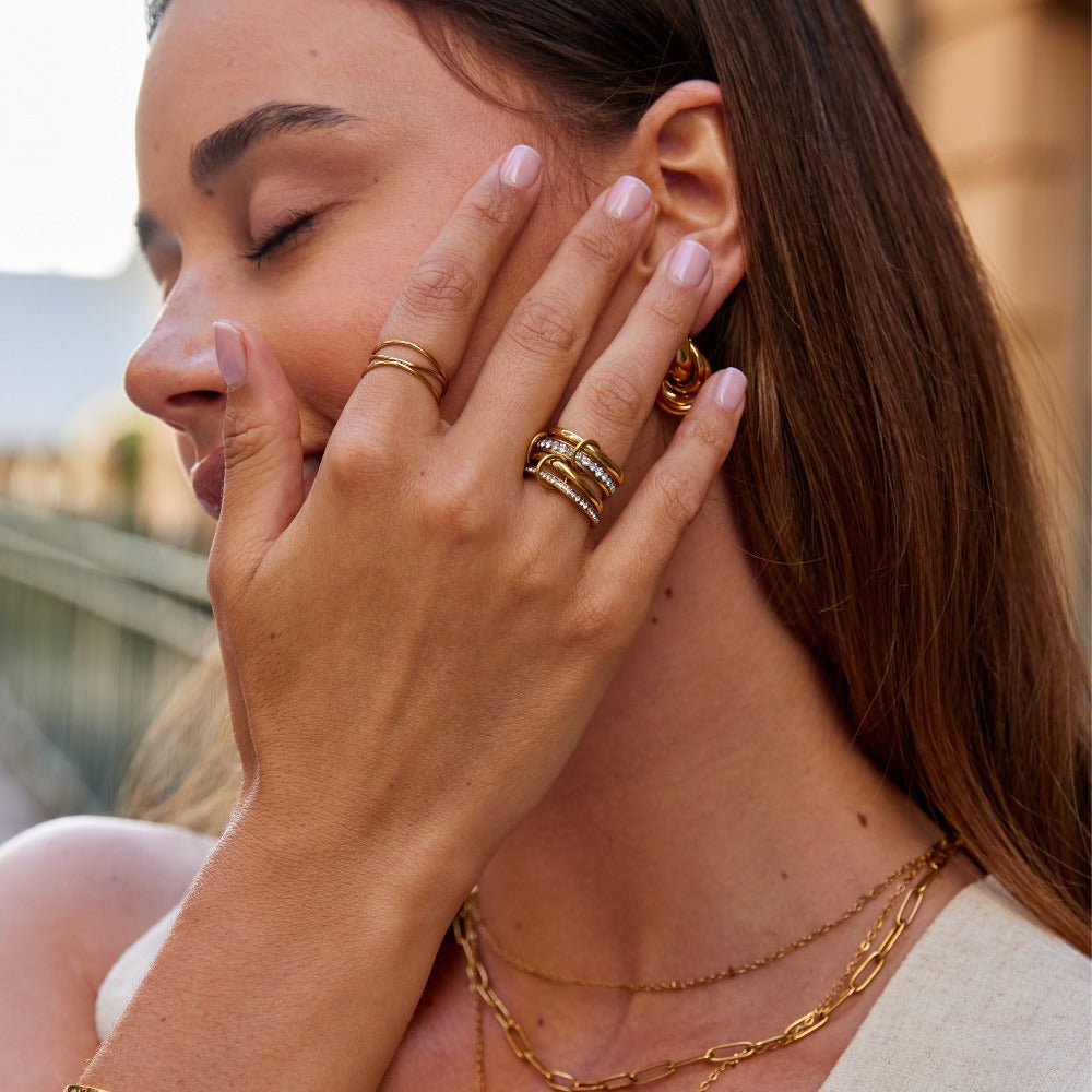 Crystal Ring 'Forever' Link Gold