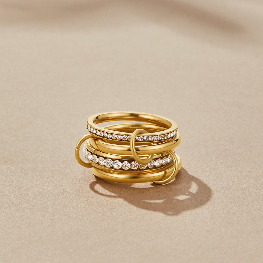 Crystal Ring 'Forever' Link Gold