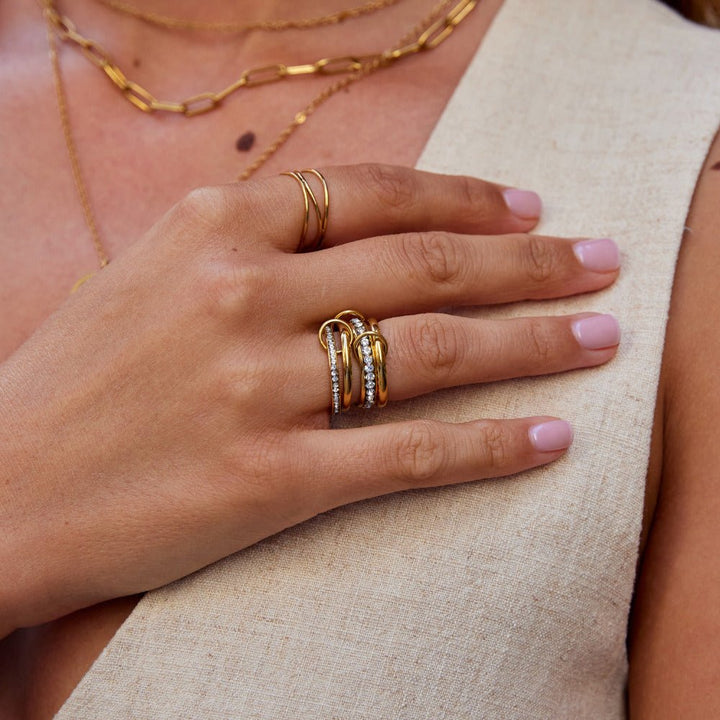 Crystal Ring 'Forever' Link Gold