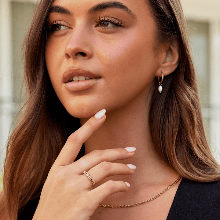 Bella Pearl Hoop Earrings
