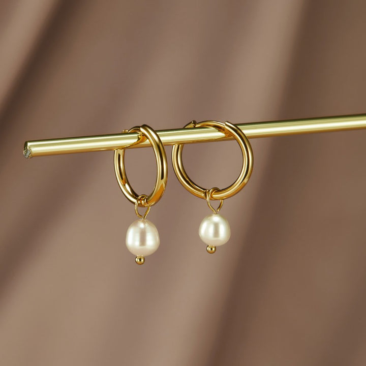 Bella Pearl Hoop Earrings