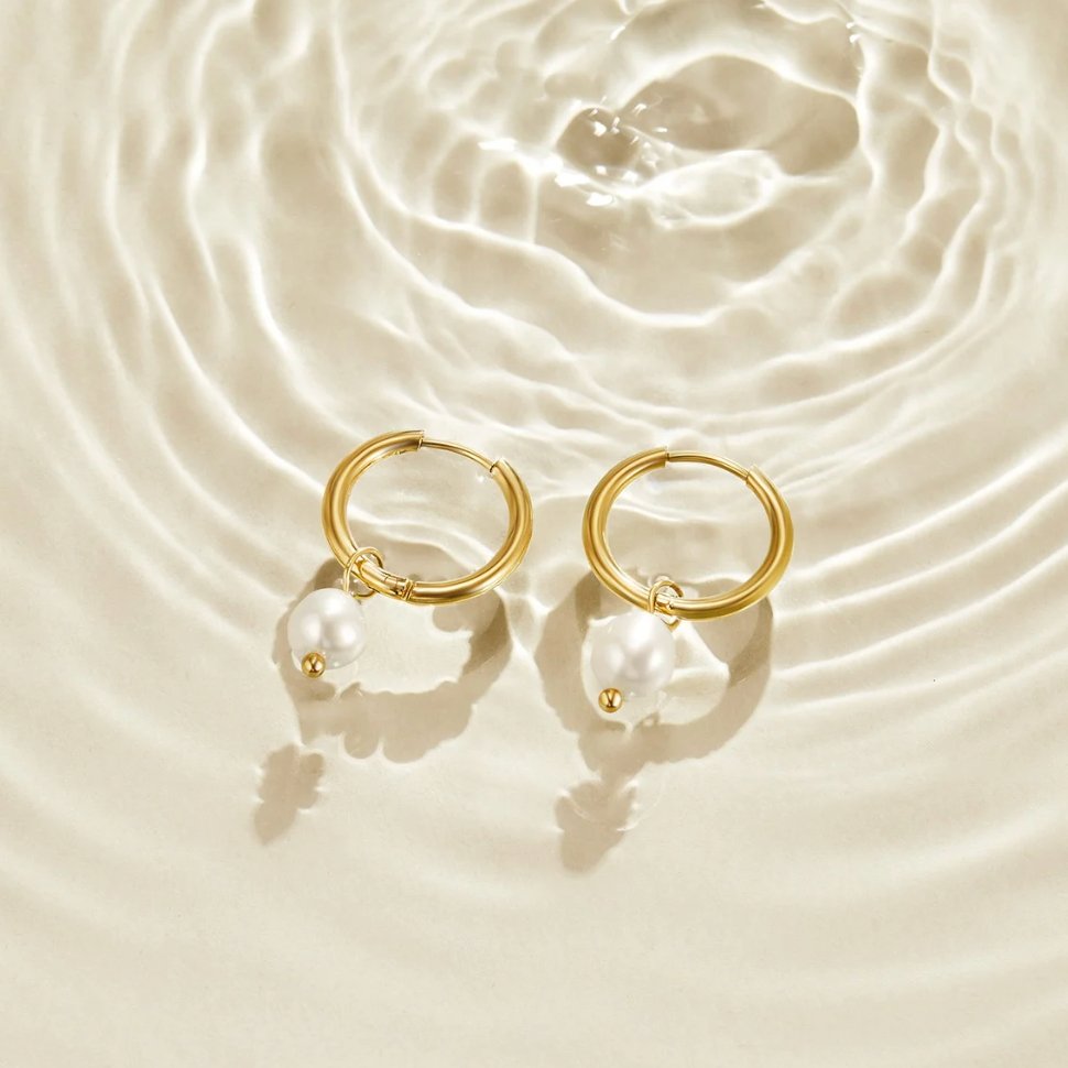 Bella Pearl Hoop Earrings