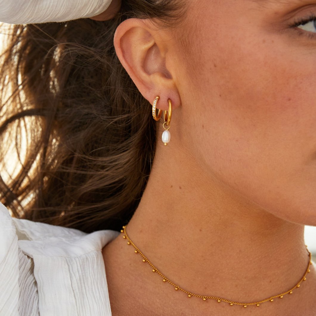 Bella Pearl Hoop Earrings