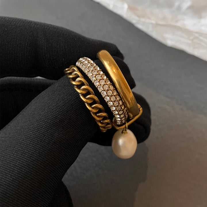 Gilded Pearl Drop Ring