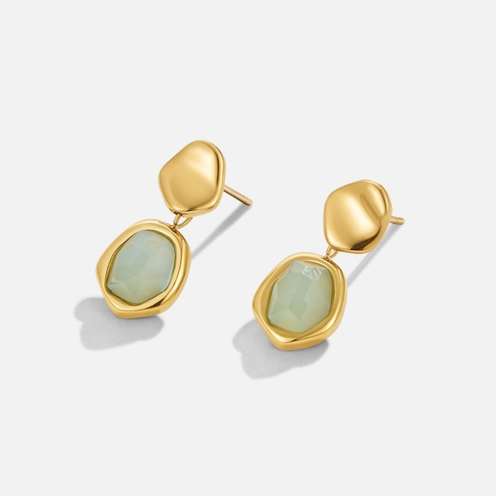 Gold Hanging Earrings Aquamarine